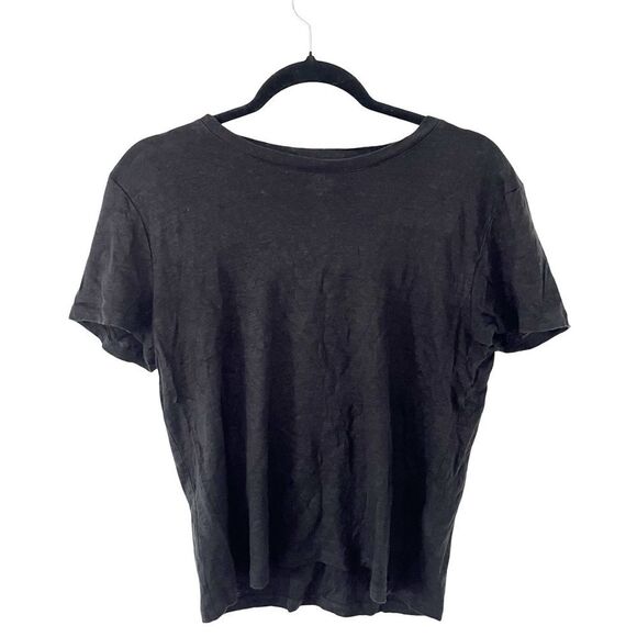 J.Crew Black Linen Knit Goods Crewneck Short Sleeve T-Shirt - Picture 1 of 7